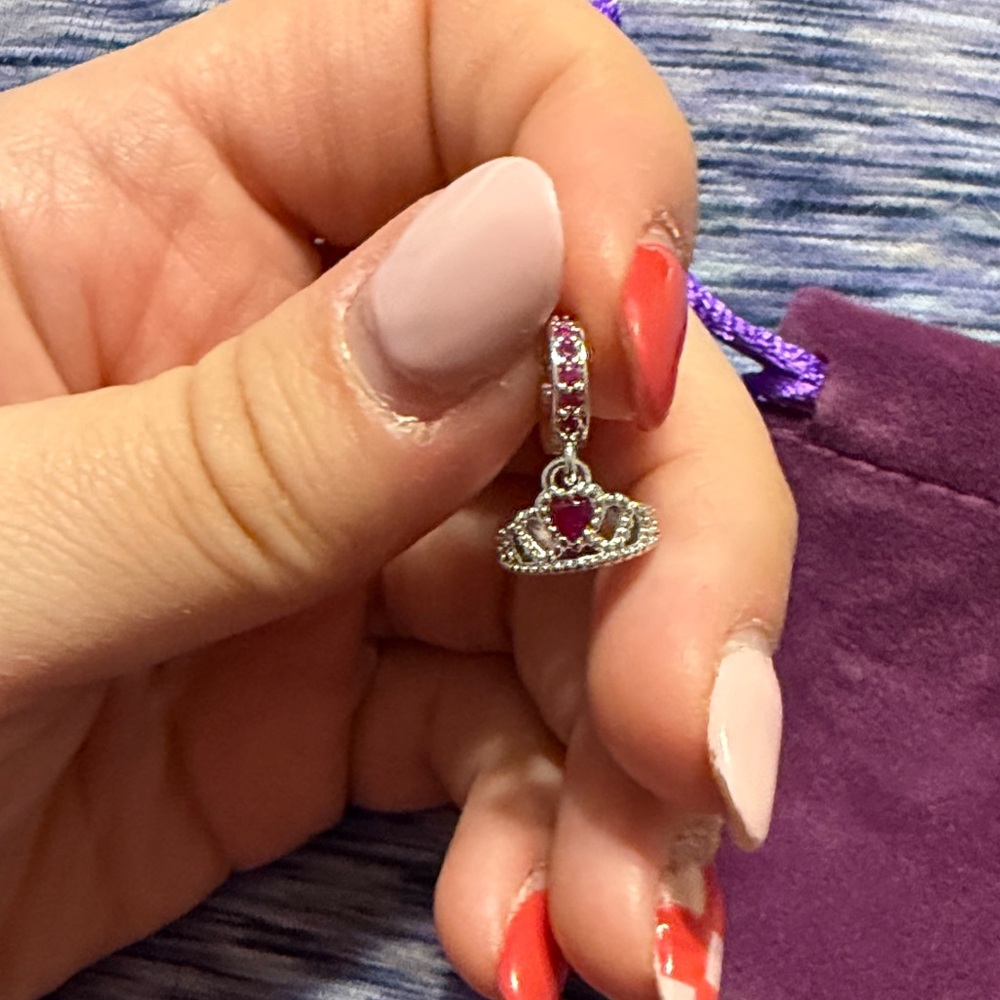 Silver and Purple Crown Charm for Bracelet